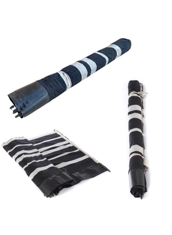 AL3B Foldable Outdoor Camping Tents (6 meter × 120 cm), Windbreak Sidewall Black Striped Cotton Canvas with Steel Poles Inside, Fabric vision blocker curtain for Beach, Picnic & Travel, Protects from Wind, Dust & Air - Image 3